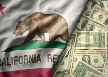 Big,Colorful,Waving,National,Flag,Of,California,State,On,A