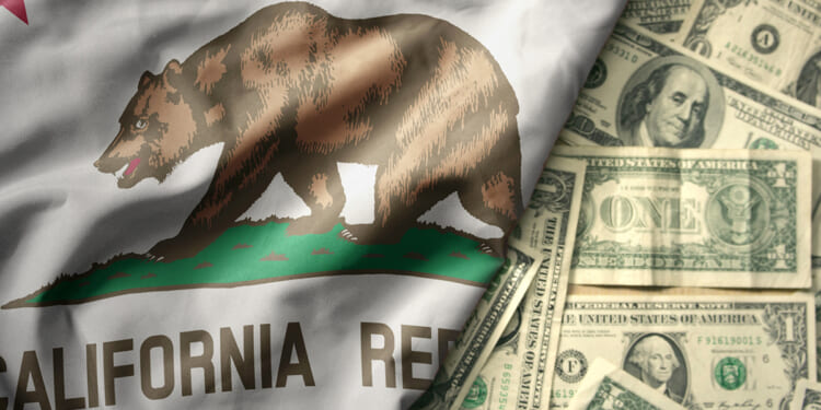 Big,Colorful,Waving,National,Flag,Of,California,State,On,A